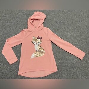 Charming Pink Hoodie with Sequin Fox
